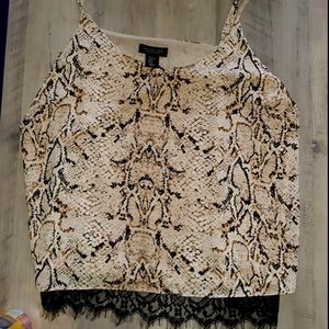 Snake Print Lace Underlay Tank Top